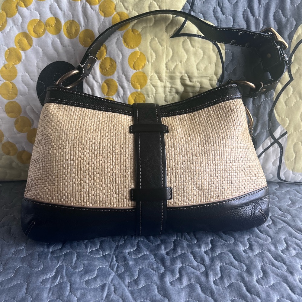 Coach legacy Leather and Straw Shoulder Bag - Picture 2 of 16